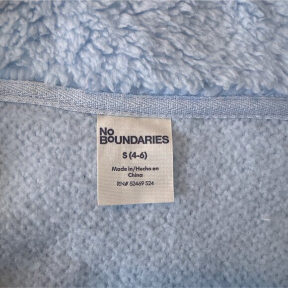 Light Blue No Boundaries Fuzzy Sherpa Pullover Jacket With Half-Zip & Drawstring - Picture 3 of 5